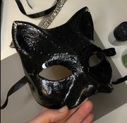 Maska KOT Czarna na Oczy – Wenecka Maska Karnawałowa Zwierzęca