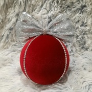 * 10 cm * Czerwona * Bombka welurowa - 32 kolory