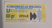 Bilet Kolekcjonerski Komunikacji Miejskiej  w Opolu 50 gr. 