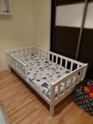 Łóżko dziecięce 160 80 drewno bukowe z materacem