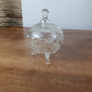 Szklana cukiernica bombonierka PRL 