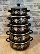 Garnki emaliowane komplet zestaw likwidacja magazynu 