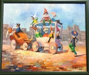 Obraz olejny Andrzej Gudański 50x60 2007 Komedianci w Karocy