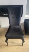4 Krzesła chesterfield | czarne welurowe 
