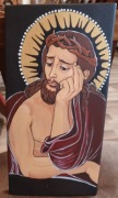 Jezus Frasobliwy drewno ikona ręcznie prezent
