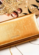 Peterson portfel skórzany damski złoty lakierowany elegancki RFID Secure