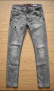 Szare jeansy RITTER slim fit rozm. 29 | Acid wash przetarcia vintage