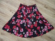 PER UNA MARKS SPENCER spódnica granat w róż kwiaty len wiskoza jak nowa_ XL