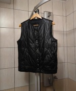 czarna skórzana L Renifer kamizelka zapinana na pięć metalowych zatrzask