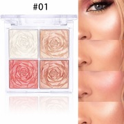 Paleta rozświetlacz + róż do twarzy 4 kolory, efekt naturalnego glow