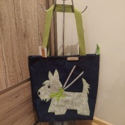 SZNAUCER PIES na smyczy-dżins-nowa torba zakupowa shoperka-hand made LEWA