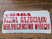 ORYGINALNA EMALIOWANA TABLICA BHP Z OKRESU PRL.