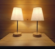 Piękne lampki LED akumulatorowe dotykowe ściemniana z tekstylnym kloszem