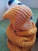 Komplet duży szal i czapka boho