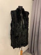 Kamizelka kardigan naturalne futro z królika oraz 100% wełna królik czarne