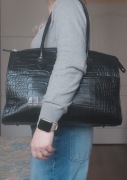 Osprey London skórzana czarna torebka kroko kufer shopperka skóra naturalna