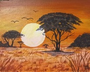 Obraz: Zachód słońca na sawannie 