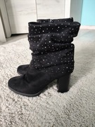 Botki na obcasie czarne z kryształkami 36