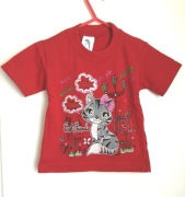 Bluzka bawełniana, t-shirt, rozm. 86, 12 Ms, kotek, brokat