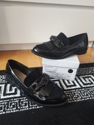 Mokasyny damskie czarne  lakierowane 39 