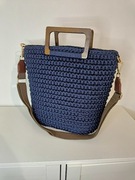 Torba Luna Granatowa  wykonana na szydełku 