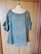 przewiewna letnia bluzka 100% bawełna XL khaki zielona falbanki bdb