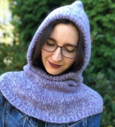 Kapturek balaclava alpaka handmade lawendowy ciepły zimowy