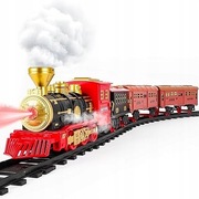 ELEKTRYCZNY POCIĄG PAROWY KOLEJKA MUZYKA ŚWIATŁO ZABAWKA DLA DZIECI