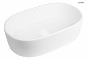 Oltens Lom - umywalka 55x34 cm nablatowa owalna biała