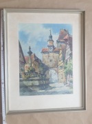 OBRAZ AKWARELA PEJZAŻ MIEJSKI Rothenburg WENDUTA Rotenburg