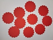 Scrapki koła z falbanką 10 szt. ⌀50 mm czerwone gramatura 160 g/m2