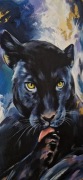 "Czujność", czarna pantera, obraz ręcznie malowany