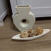 Dekoracja podłużny półmisek z 3 kulkami+ wazon 