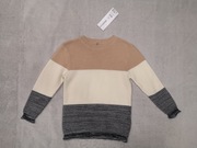 Nowy kolorowy pastelowy elegancki bawełniany sweter w paski George 98 - 104