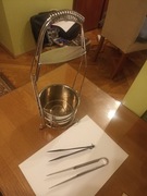 Kosz na węgiel i szczypce do węgla