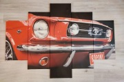 Obraz, tryptyk na płótnie 105 x 150cm, Czerwony Mustang