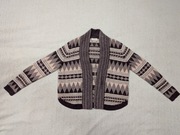 Kolorowy wzorzysty wełniany sweter Indigo M&S 44 XXL wełna angora jak nowy