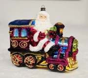 Bombka choinkowa lokomotywa, mikołaj szklane ozdoby choinkowe retro styl 