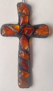 Witraż krzyżyk z bursztynami,prezent
