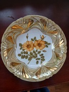 PRL piękna złocona porcelanowa miska w kwiaty