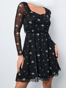 Czarna nowa sukienka L Sinsay kwiaty 