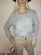 Sweter bielony kardigan sweterek z długim rękawem w warkocz pleciony