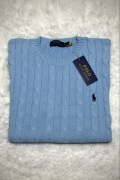 Polo Ralph Lauren sweter vintage cable knit niebieski basic M unisex