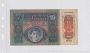 10 koron 1915, 10 i 100 Koron 1922 roku. Austro-Węgry Korony 3 banknoty
