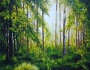 PEJZAŻ RĘCZNIE MALOWANY AKRYLOWY "ODRZEWIONYM PRZESMYKIEM" - 24x30cm