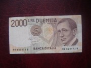 Banknot Włochy 2000 Lirów 1990 r.