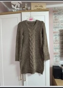 Dłuższy sweter dzianinowy z domieszką wełny sweterek r. L 40