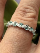 Srebrny 925 pierścionek z błękitnymi cyrkoniami rozm.13