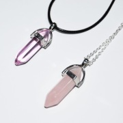 Naszyjnik kryształ różowy łańcuszek.