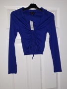 Nowy Crop Top New Look | Niebieski Prążkowany | r. 36 (S)